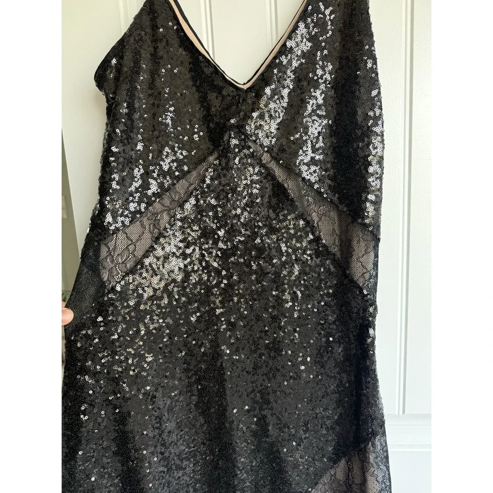 Express Sequin Mini Dress Size Medium M Black Y2K Shirt Western Rodeo Festival - Picture 4 of 7